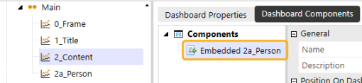 Embedded Dashboard component is added in the Dashboard Components tab and boxed with yellow highlight